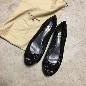 Authentic Quilted Black Patent Burberry Flats